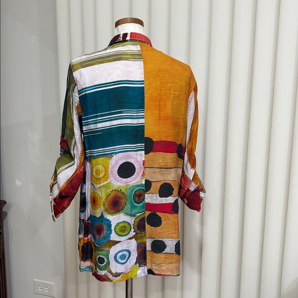 John Mark Multicolor Geometric Patchwork Button D… - image 2